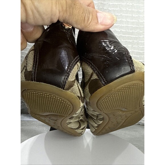 (C)Coach Wanda Women's Tan/Brown Signature Logo Canvas/Leather Ballet Flats 8.5B - Picture 6 of 12